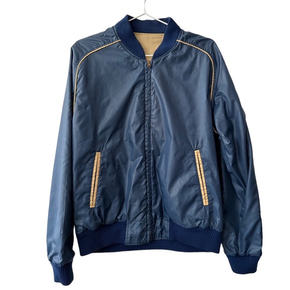 Vintage 80s Pro Am Blue and Tan Track Jacket size Medium - Picture 1 of 9